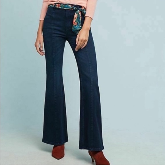 Anthropologie Pilcro & the Letterpress Dark Wash Flare Jeans - Picture 2 of 8